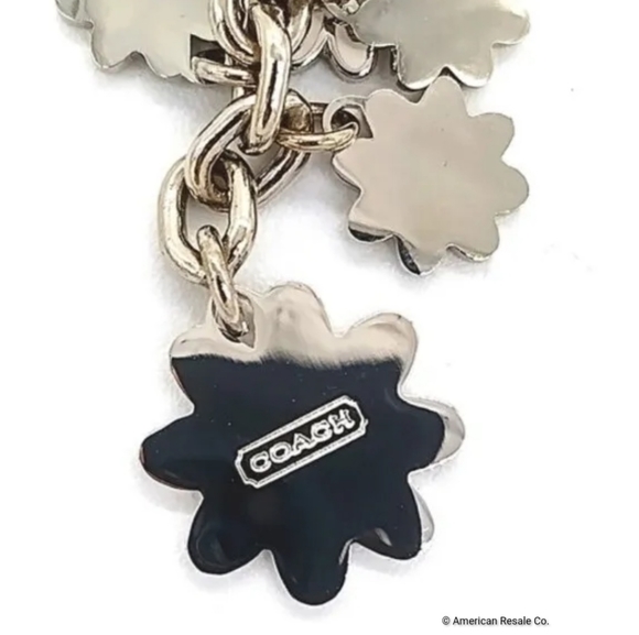 JUST IN! Vintage COACH Sky Blue Daisy Flowers Enamel Purse Charm Keychain Fob - Picture 6 of 6